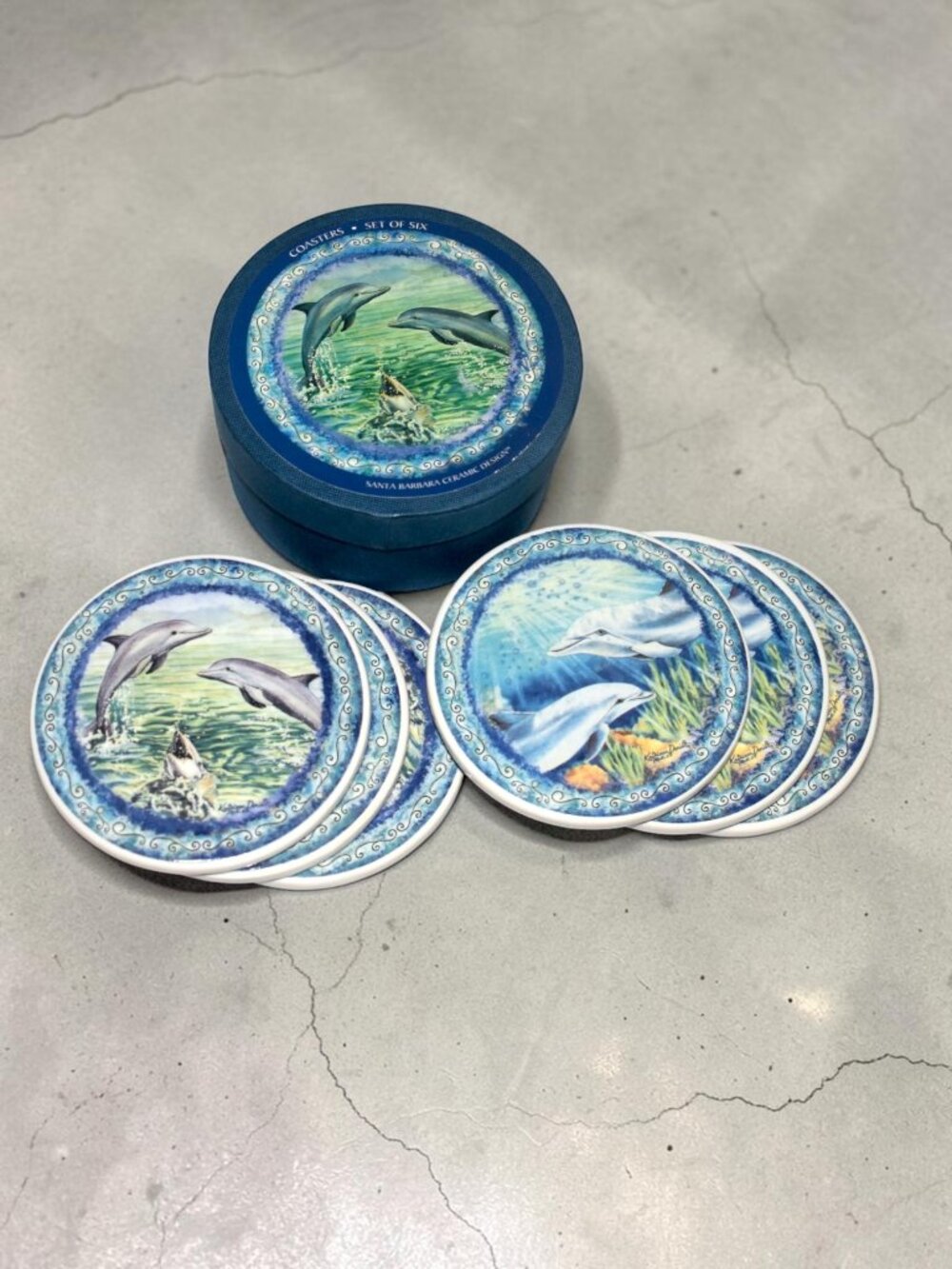 Santa Barbara Ceramic Design Kathleen Denis Art Print Coasters Ocean Dolphins